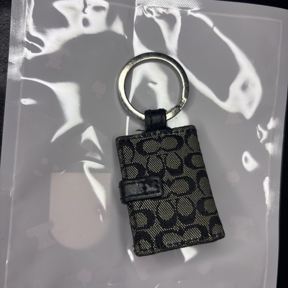 Vtg Coach Black Signature Leather Photo Frame Keychain Purse Charm - Picture 2 of 5